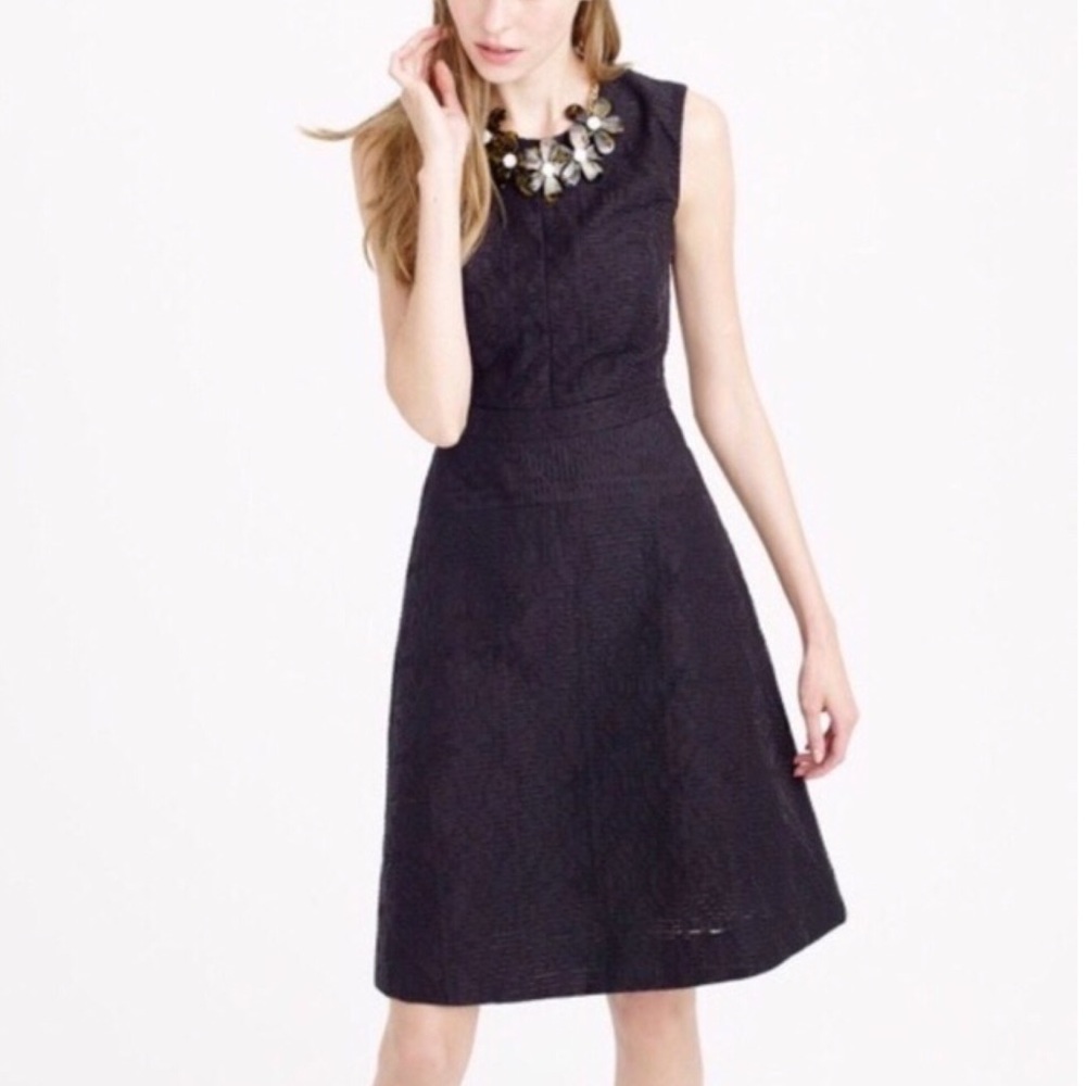 J.CREW Textured Black Eyelet Jacquard Dress Size 4 LBD